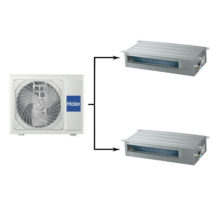 Мульти сплит-система на 2 комнаты 50+50 м2 Haier 2х AD50S2SS1FA/1U105S2SS1FB Maxi Split — фото 1