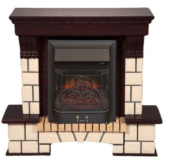 Каминокомплект Interflame Экстер темный дуб с очагом Majestic FX M Black